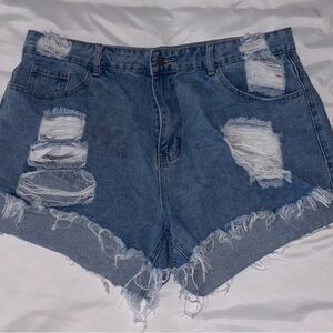 Blue Distressed Jean Shorts